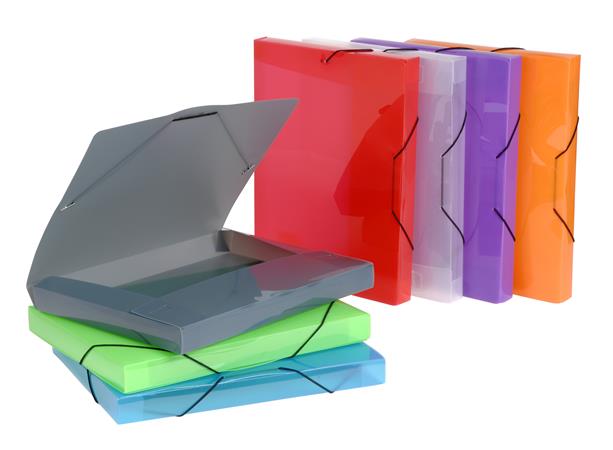 Gumis mappa, 30 mm, PP, A4, VIQUEL Coolbox, áttetsző  vegyes színek