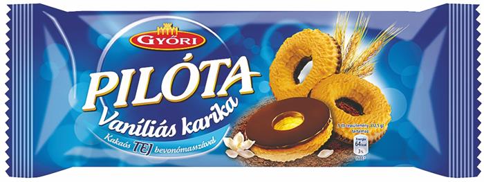 Vaníliás karika, 150 g, GYŐRI Pilóta, tejcsokoládés