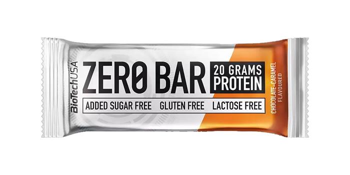 Fehérjeszelet, gluténmentes, 50g, BIOTECH USA Zero Bar, csokoládé-karamell