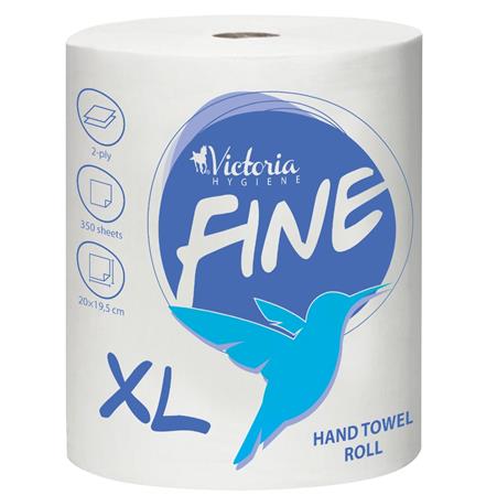 Kéztörlő, tekercses, 2 rétegű, 350 lap, VICTORIA HYGIENE, Fine XL