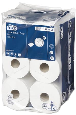 Toalettpapír, T9 rendszer, 2 rétegű, 14,9 cm átmérő, TORK  SmartOne® Mini, fehér