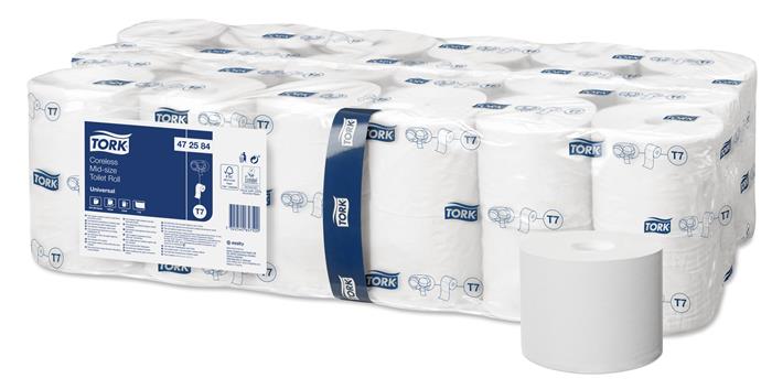 Toalettpapír, T7 rendszer, 1 rétegű, 13,1 cm átmérő, Universal, TORK  Mid-size, fehér