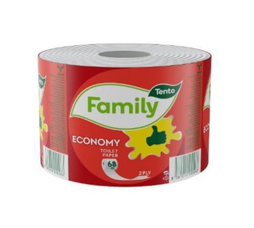 Toalettpapír, 2 rétegű, kistekercses, 36 tekercs, TENTO Family Economy, natúr
