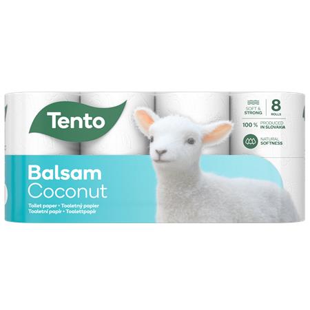 Toalettpapír, 3 rétegű, kistekercses, 8 tekercs, TENTO Balsam Coconut, fehér