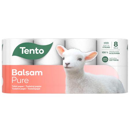 Toalettpapír, 3 rétegű, kistekercses, 8 tekercs, TENTO Balsam Pure, fehér