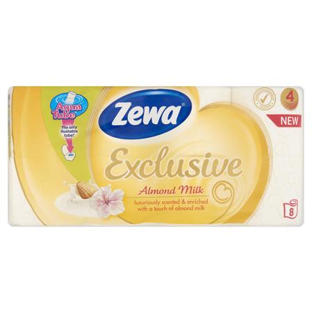 Toalettpapír, 4 rétegű, kistekercses, 8 tekercs, ZEWA Exclusive, almond milk