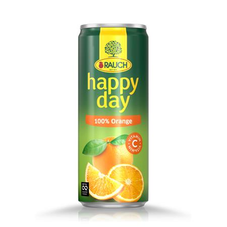 Gyümölcslé, 100%, 0,33 l, dobozos, RAUCH Happy day, Orange