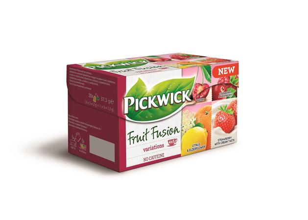 Gyümölcstea, 20x2 g, PICKWICK Fruit Fusion Variációk Piros, eper-tejszín, citrus-bodza, mágikus meggy, áfonya-málna