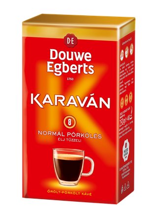 Kávé, pörkölt ,őrölt, vákuumos csomagolásban, 225 g, DOUWE EGBERTS Karaván normál pörkölés