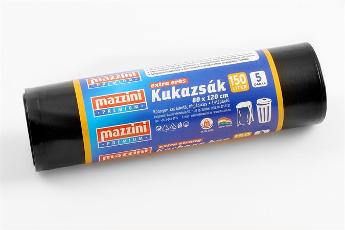 Nagykukazsák, extra erős, 150 l, 5 db, 80x120 cm, MAZZINI Premium