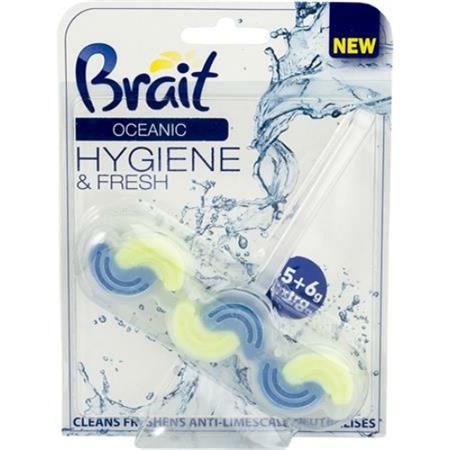 WC tisztító blokk, 2 fázisú, 3x45 g, Brait Hygiene and fresh, óceán