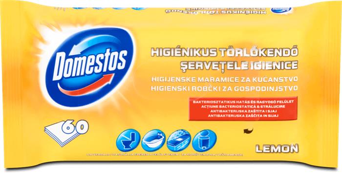 Nedves törlőkendő, 60 db, DOMESTOS citrus