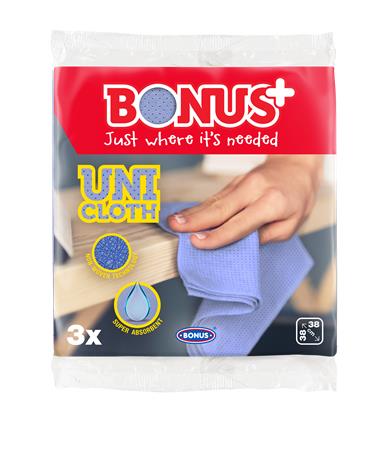 Törlőkendő, univerzális, perforált, 3 db BONUS Uni Cloth