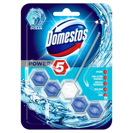 WC fertőtlenítő, 1 db-os, DOMESTOS Power 5, óceán