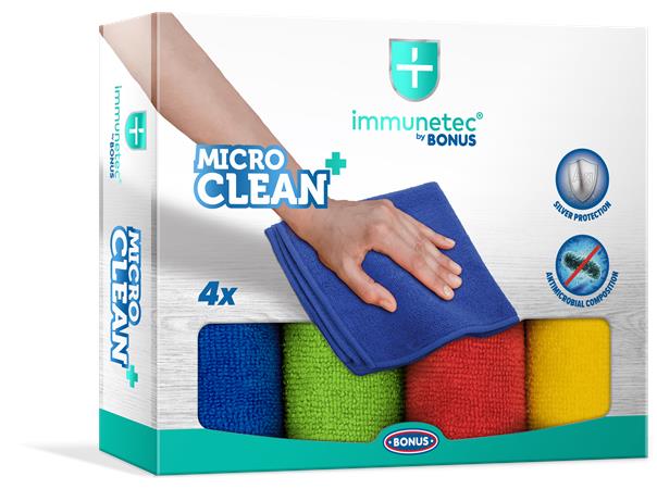 Törlőkendő, mikroszálas, 4 db, BONUS MicroCLEAN Plus Immunetec