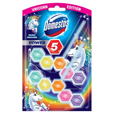 WC fertőtlenítő, 2 db-os, DOMESTOS Power 5, unikornis