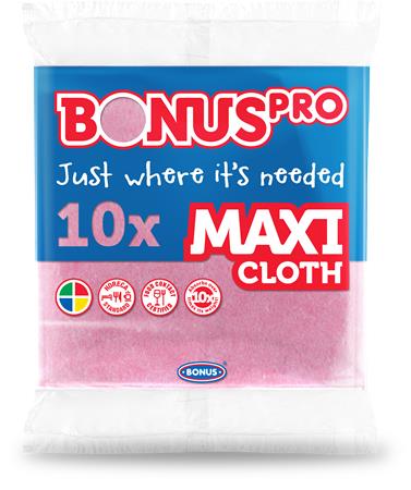Törlőkendő, univerzális, 10 db, BONUS MAXI, pink
