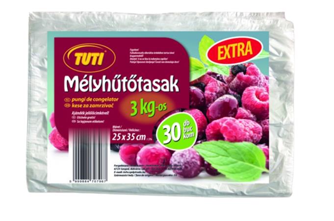 Mélyhűtőzacskó, 3kg, 30 db, TUTI Extra