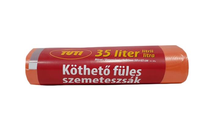 Szemeteszsák, köthető füles, 35 l, 20 db, TUTI