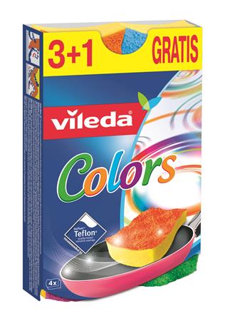Mosogatószivacs, 3+1 db,  VILEDA Pur Active Colors 