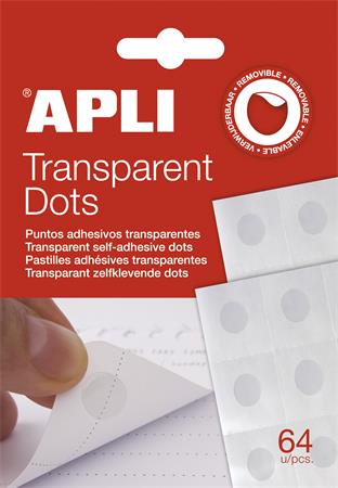 Ragasztókorong, eltávolítható, APLI Transparent Dots, átlátszó