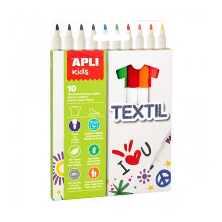 Textilfilc, 2,9 mm, APLI Kids Markers Textil, 10 különböző szín