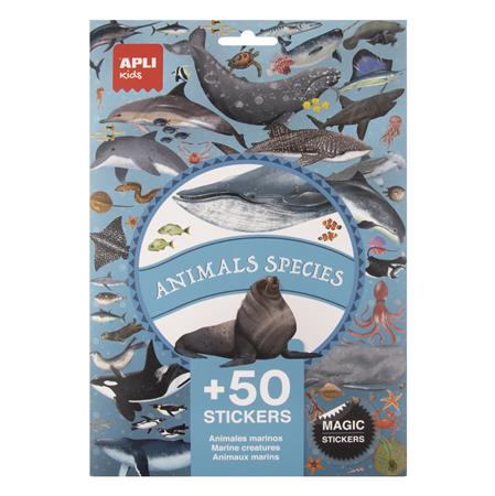 Matrica, újra felhasználható, 50 db, APLI Kids Stickers, tengeri állatok