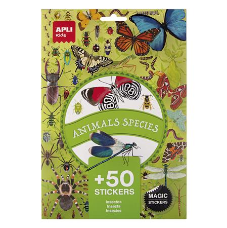 Matrica, újra felhasználható, 50 db, APLI Kids Stickers, rovarok