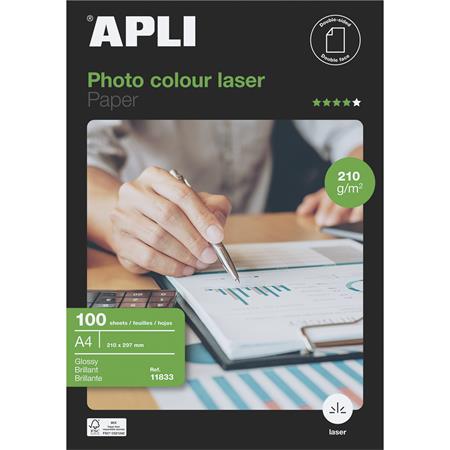 Fotópapír, lézer, A4, 210 g, fényes, kétoldalas, APLI Premium Laser
