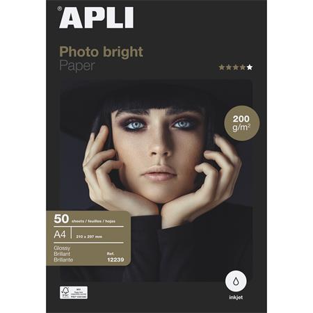 Fotópapír, tintasugaras, A4, 200 g, fényes, APLI Photo bright
