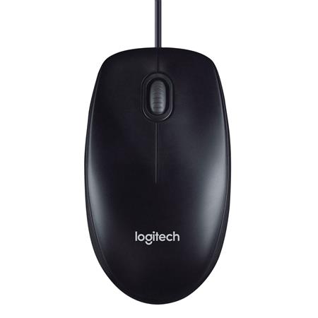 Egér, vezetékes, optikai, normál méret, USB, LOGITECH M100, fekete