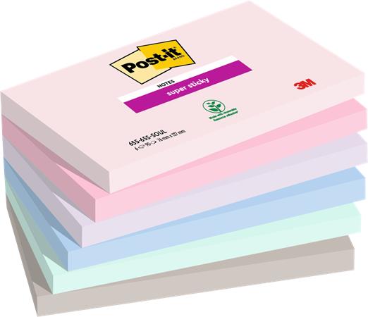 Öntapadó jegyzettömb, 76x127 mm, 6x90 lap, 3M POSTIT Super Sticky Soulful, vegyes színek