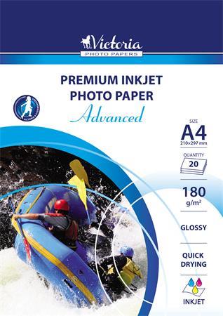 Fotópapír, tintasugaras, A4, 180 g, fényes, VICTORIA PAPER Advanced