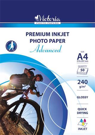 Fotópapír, tintasugaras, A4, 240 g, fényes, VICTORIA PAPER Advanced