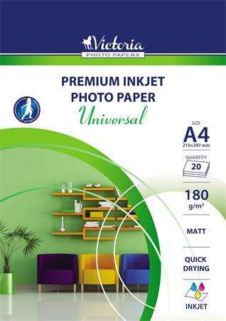 Fotópapír, tintasugaras, A4, 180 g, matt, VICTORIA PAPER Universal