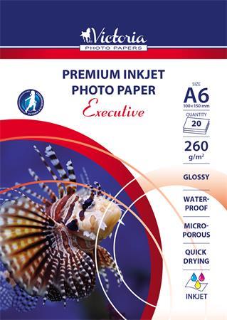 Fotópapír, tintasugaras, A6, 260 g, magasfényű, VICTORIA PAPER Executive