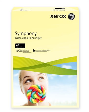 Másolópapír, színes, A4, 160 g, XEROX Symphony, világossárga (pasztell)