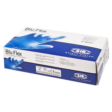 Védőkesztyű, egyszer használatos, latex mentes, nitril, XL méret, 100 db, púder nélküli Blu Flex