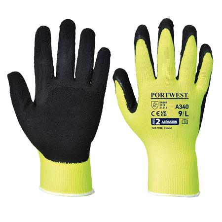 Védőkesztyű, nylon, latexhab, tenyerén mártott, XL méret Hi-Vis Grip, sárga