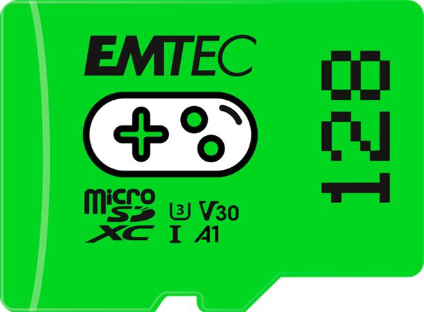 Memóriakártya, microSD, 128GB, UHS-I/U3/V30/A1, EMTEC Gaming