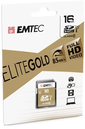 Memóriakártya, SDHC, 16GB, UHS-I/U1, 85/20 MB/s, EMTEC Elite Gold