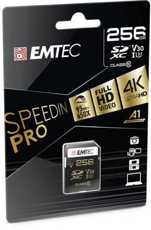 Memóriakártya, SDXC, 256GB, UHS-I/U3/V30, 95/85 MB/s, EMTEC SpeedIN