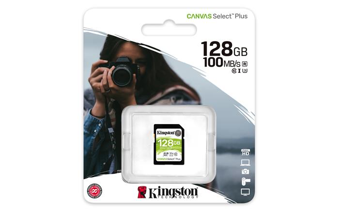 Memóriakártya, SDXC, 128GB, CL10/UHS-I/U3/V30, KINGSTON Canvas Select Plus