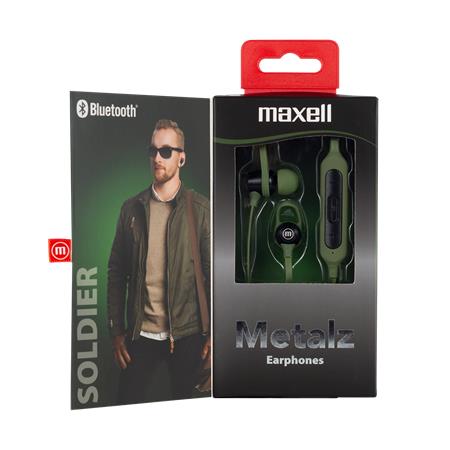 Fülhallgató, vezeték nélküli, Bluetooth 5.1, mikrofonnal, MAXELL Metalz Soldier, khaki