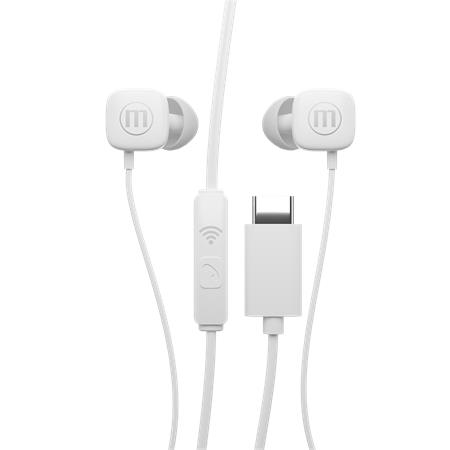 Fülhallgató, mikrofonnal, USB-C, MAXELL Square+, fehér