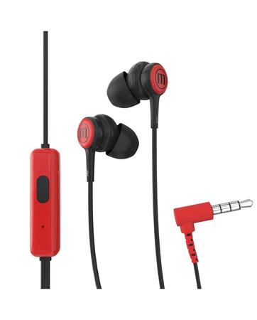 Fülhallgató, mikrofonnal, MAXELL Tips, piros-fekete