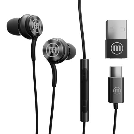 Fülhallgató, mikrofonnal, USB-C, MAXELL XC1, fekete
