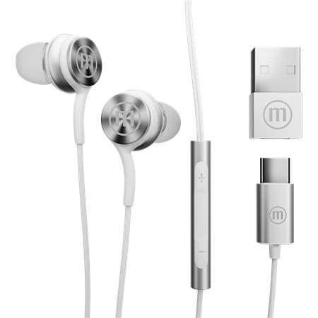 Fülhallgató, mikrofonnal, USB-C, MAXELL XC1, fehér