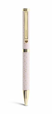 Golyóstoll, 0,8 mm, arany színű klip, rózsaszín tolltest, FILOFAX Confetti, fekete