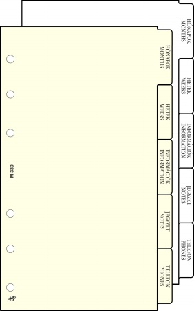 Kalendárium betét, elválasztólap, M, SATURNUS, chamois